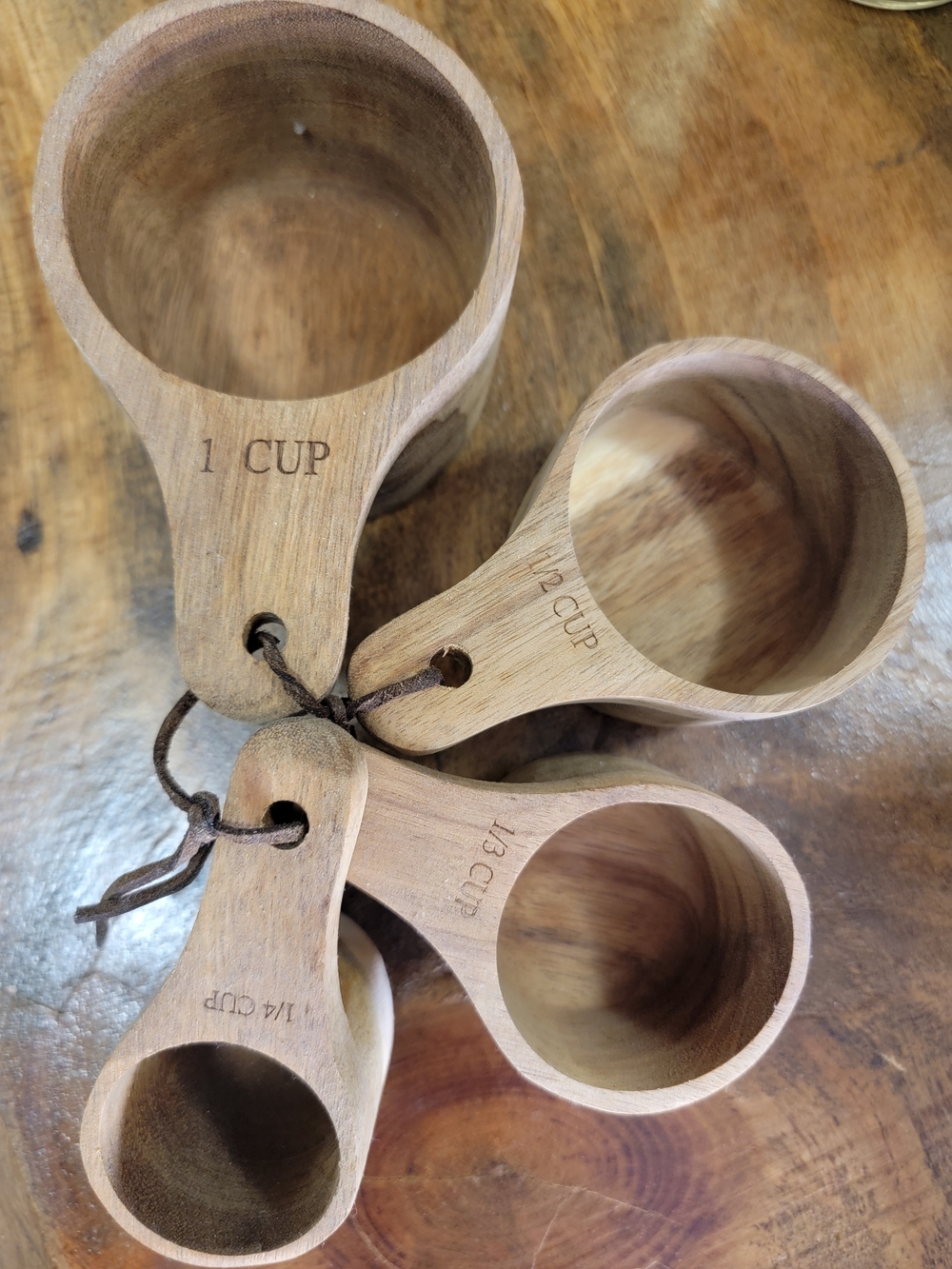 Wooden Handmade Measuring Cups - Natural Brown New